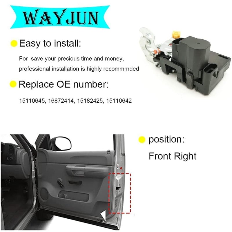WayJun 15110645 Door Lock Actuator Front Right Passenger Compatible with 1999-2007 Silverado,1999-2007 Sierra - Image 5